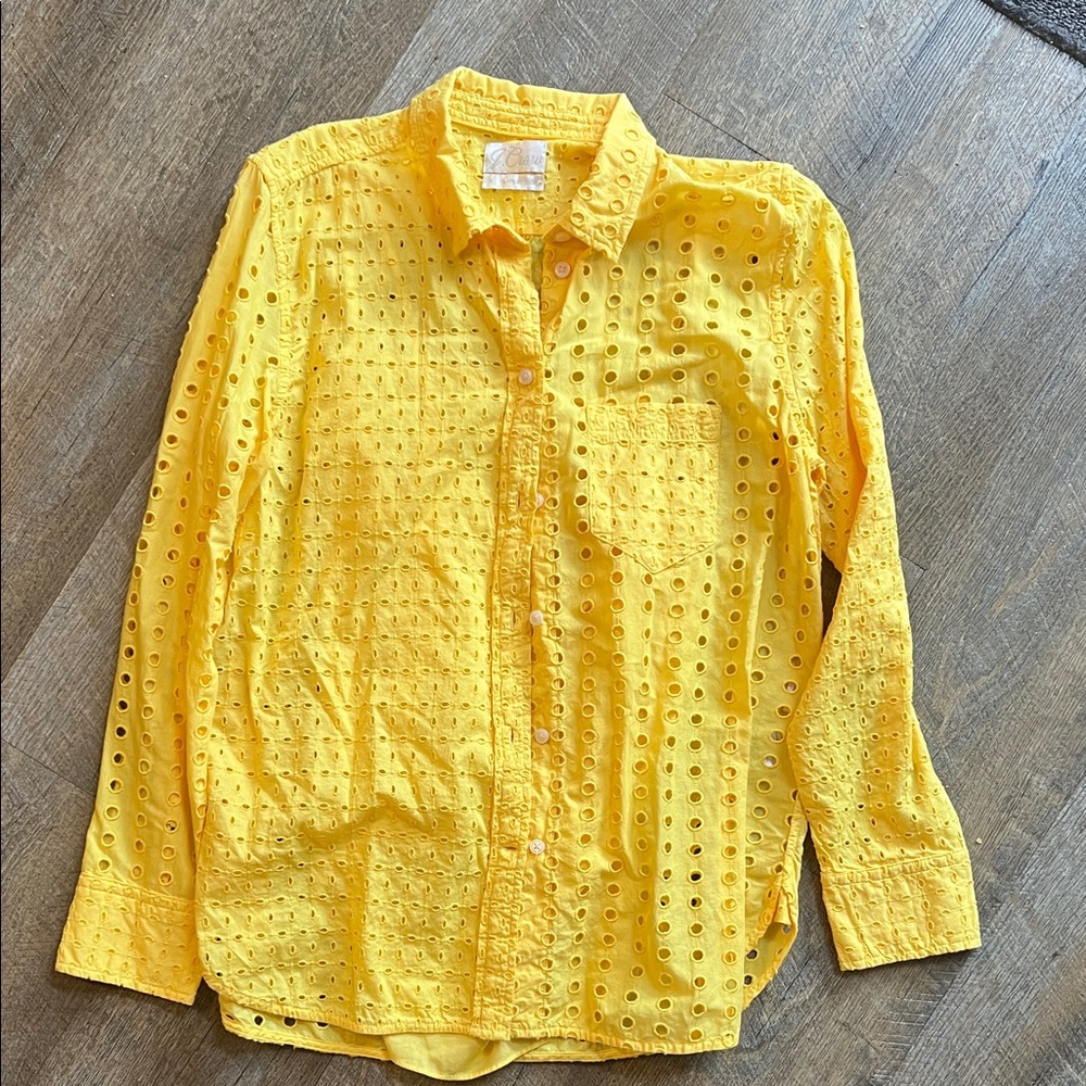 J. Crew Yellow Eyelet Casual Shirt